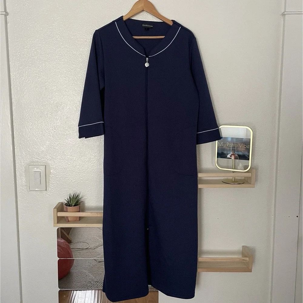 Miss Elaine Women's Zip Sleep Knit‎ Robe Blue Size Small